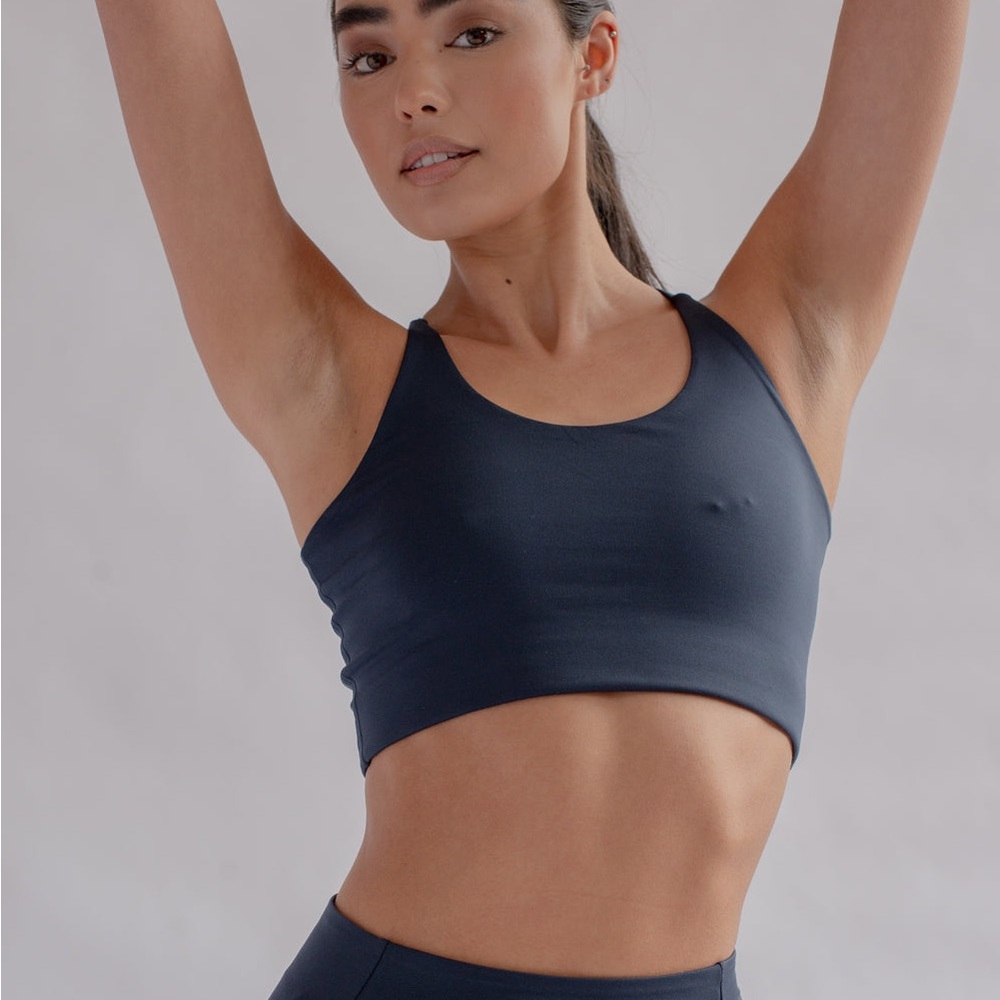 Girlfriend Collective Cleo Halter Bra in Midnight